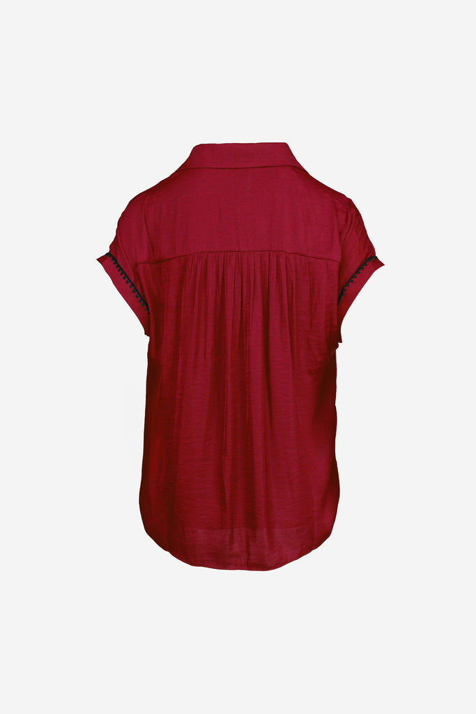 Whipstitch Short Sleeve Blouse