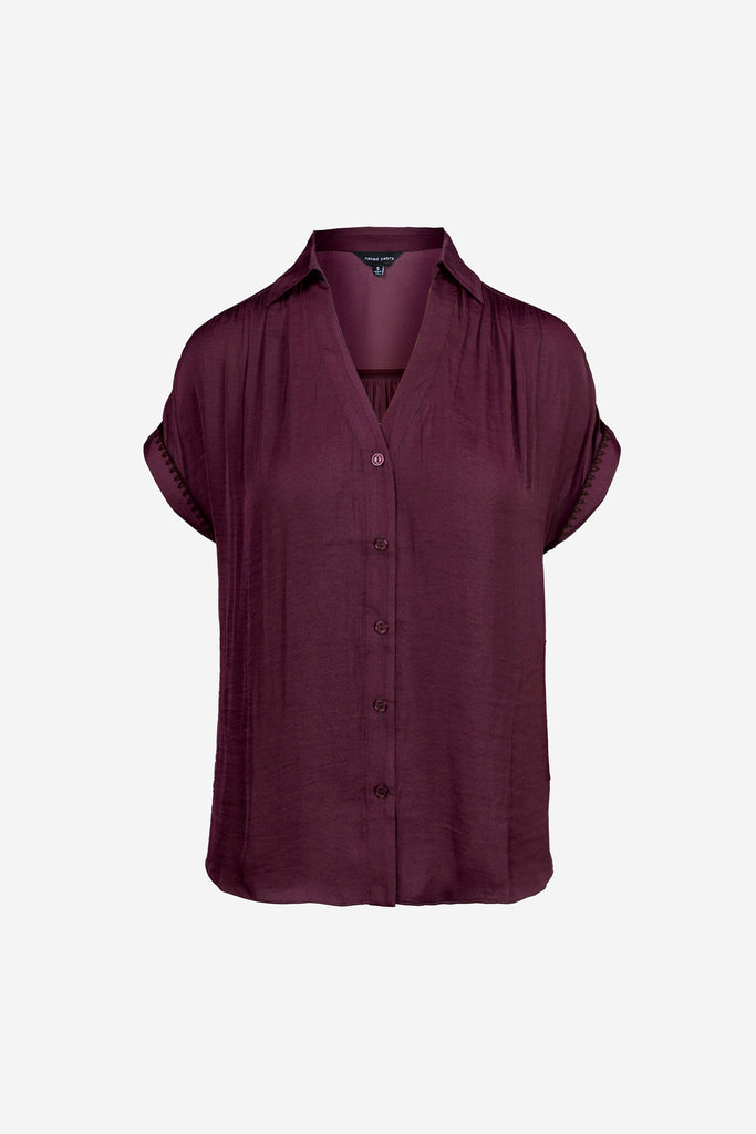 Whipstitch Short Sleeve Blouse