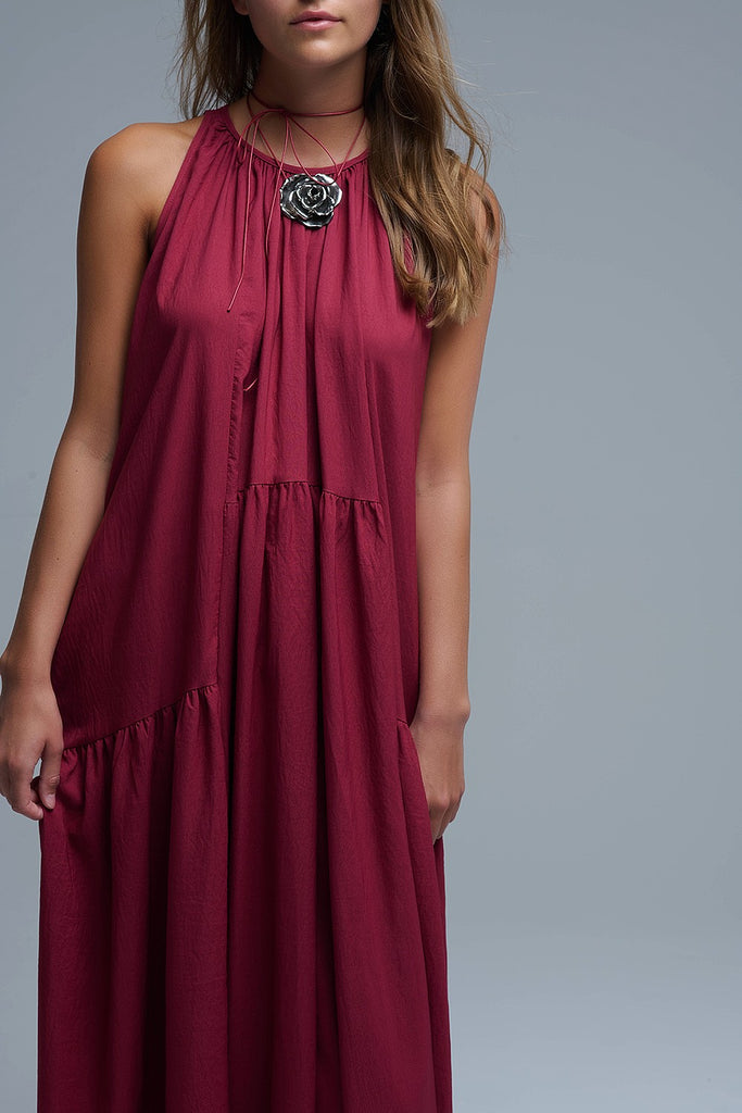 Halter Neck Maxi Dress Seam Detailing