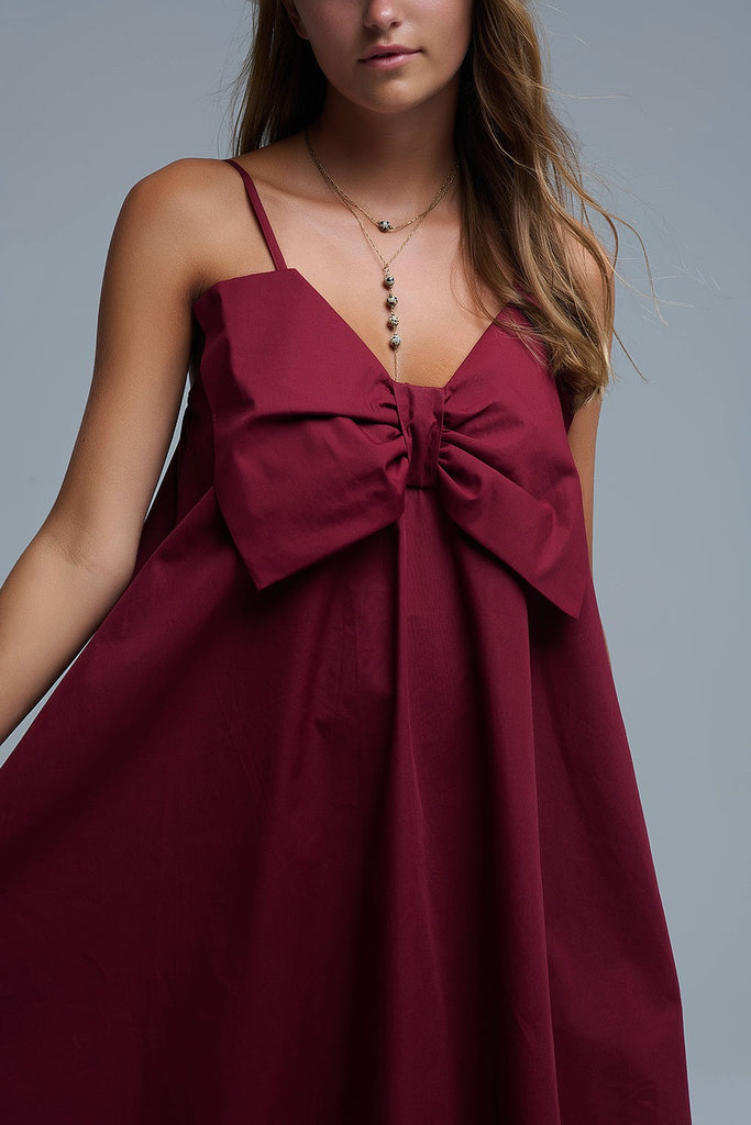 Poplin Mini Dress With A Big Bow Detail