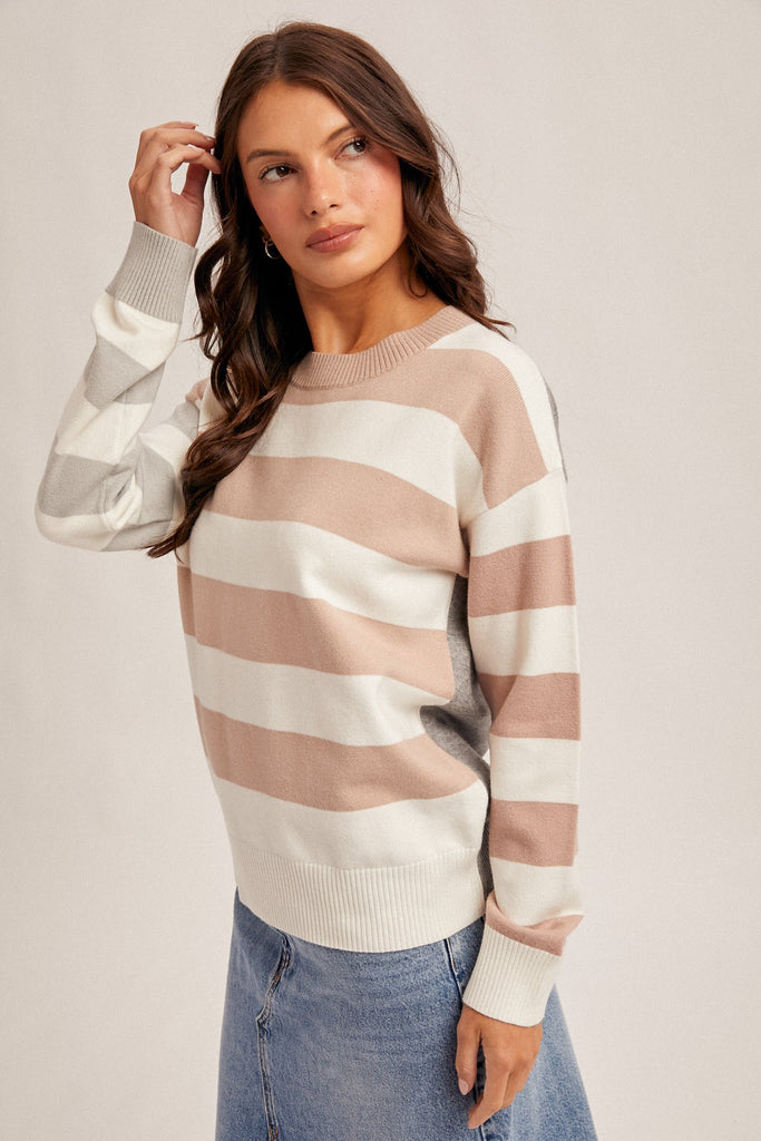 Color Block Stripe Mix Sweater