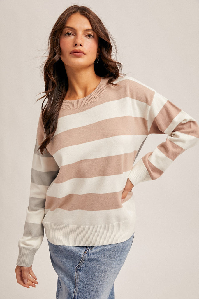 Color Block Stripe Mix Sweater