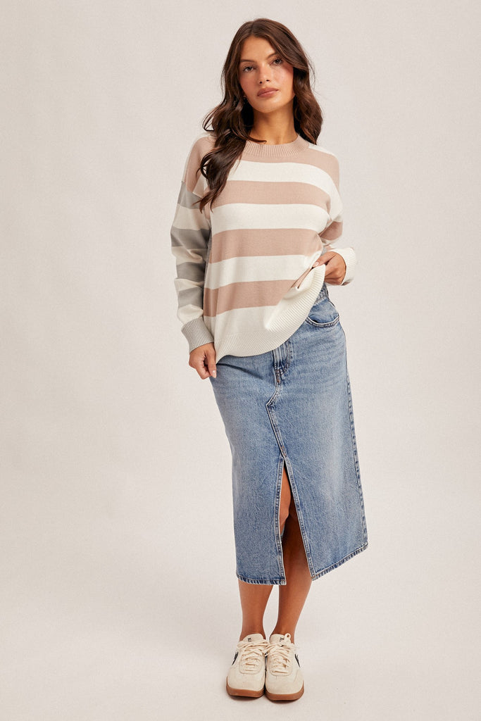 Color Block Stripe Mix Sweater