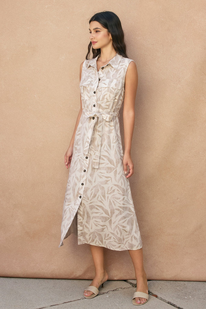Driftwood Dreams Sleeveless Shirt Dress