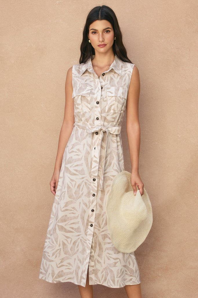 Driftwood Dreams Sleeveless Shirt Dress