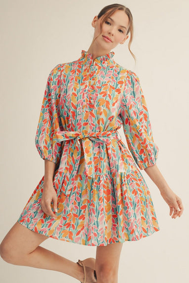 Vibrant Floral Tiered Dress