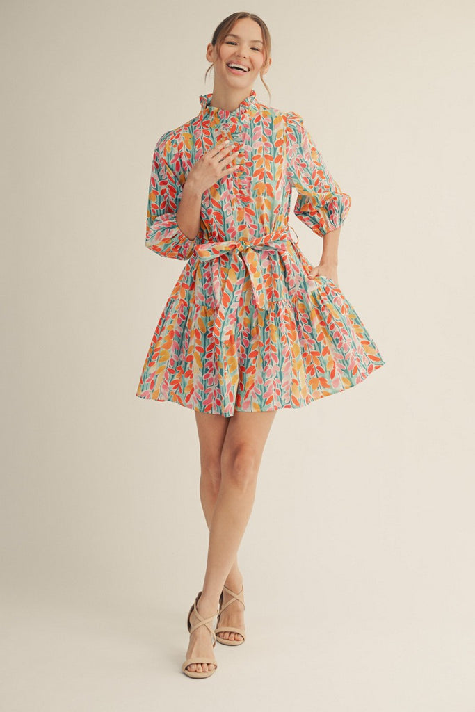 Vibrant Floral Tiered Dress