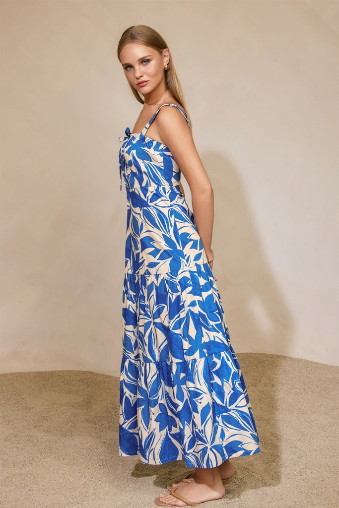 Mykonos Drawstring Tie Tiered Maxi Dress