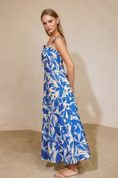 Mykonos Drawstring Tie Tiered Maxi Dress