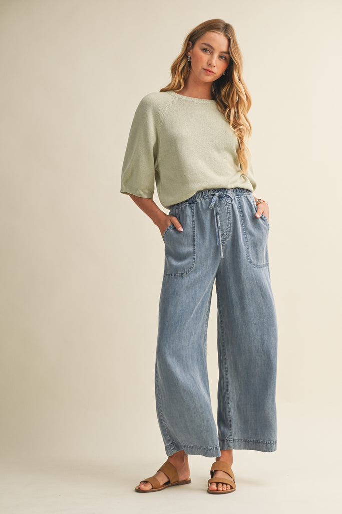 Tencel Cropped Lightweight Denim Pants