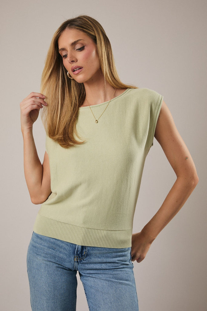 Boat Neck Knit Top