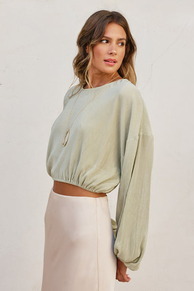 Micro-Pleated Knit Top