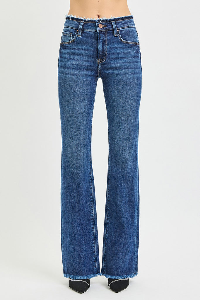 Vada Mid Rise Bootcut Frayed Jeans