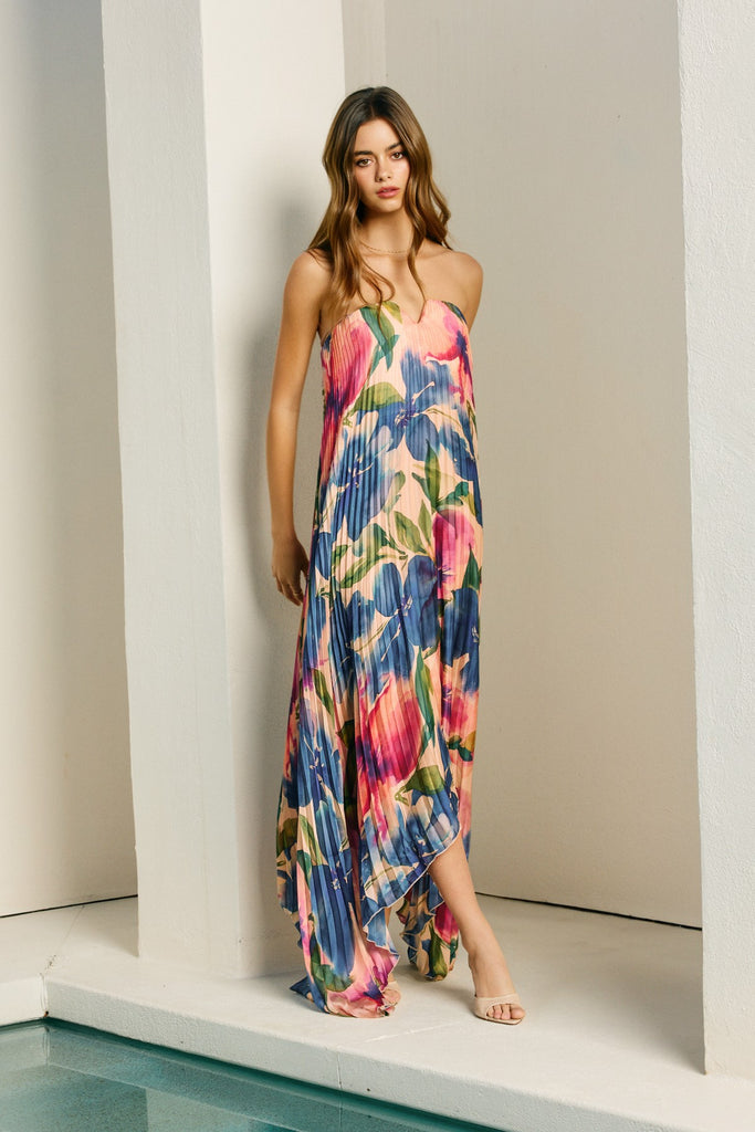 Meadowlark Pleated Maxi Column Dress