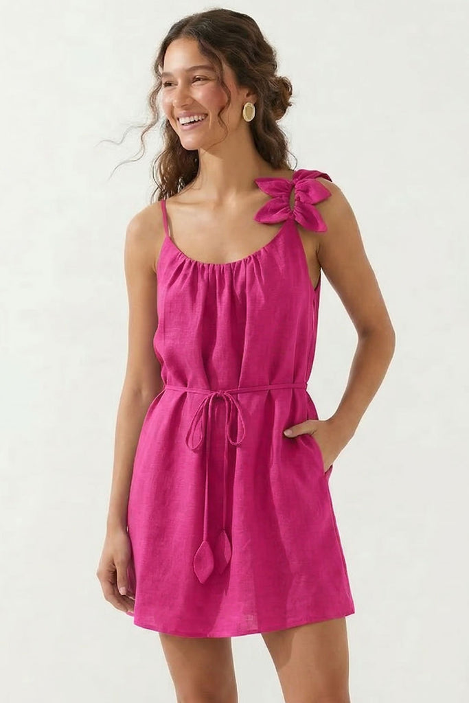 Flower Petal Linen Mini Dress