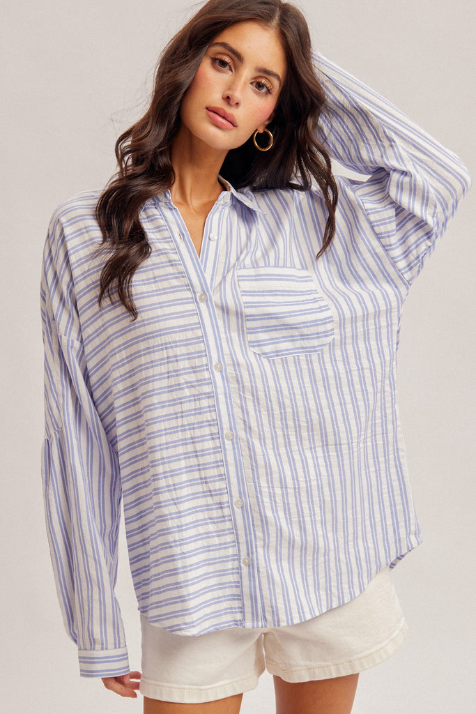 Striped Oversized Button Down Shirt