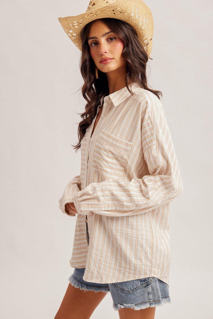 Striped Oversized Button Down Shirt