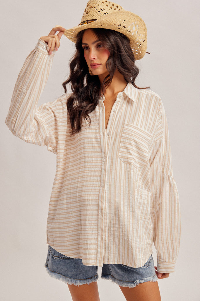 Striped Oversized Button Down Shirt