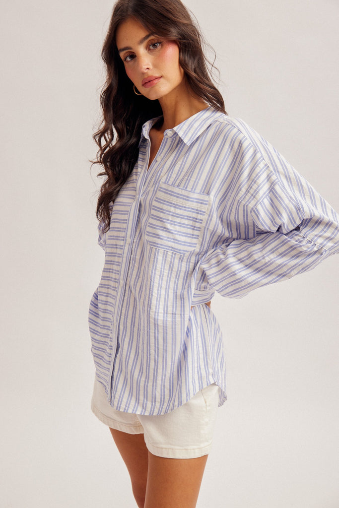 Striped Oversized Button Down Shirt