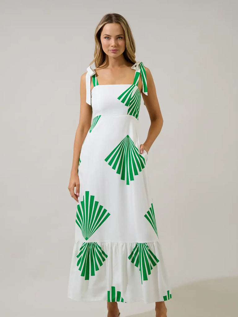 Hendy Shoulder Tie Maxi Dress Fan Breeze