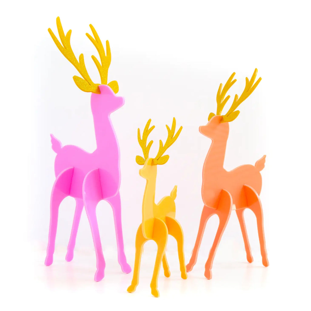 Coral and Dark Pink Acrylic Reindeer