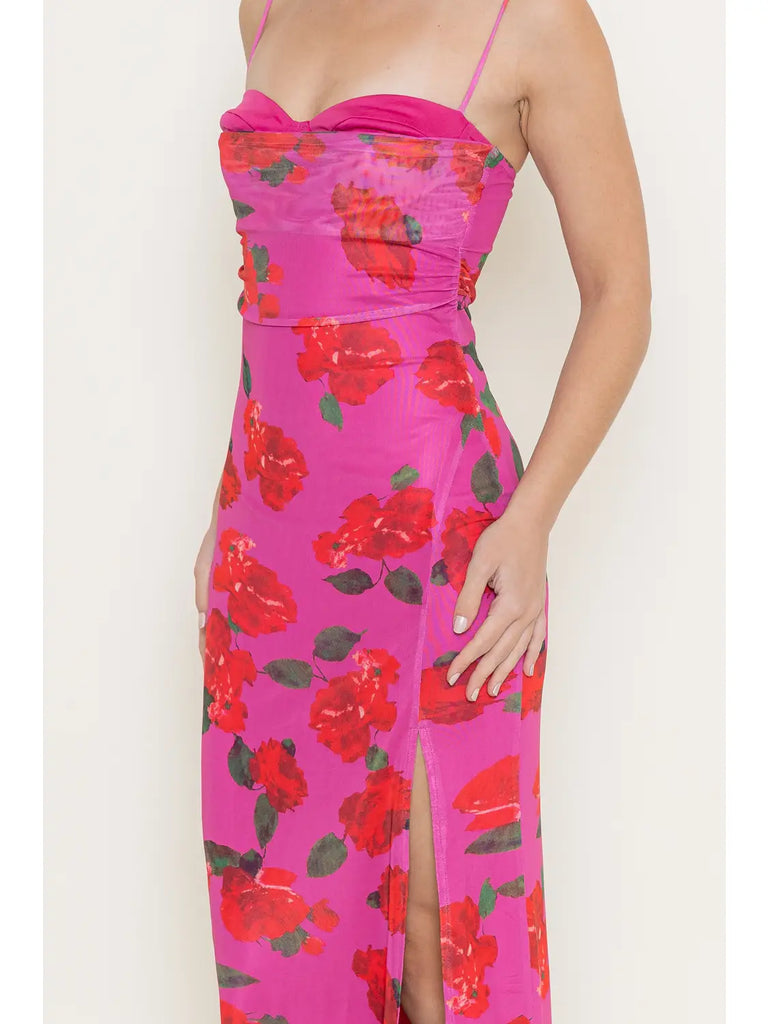 Vibrant Floral Print Midi Dress
