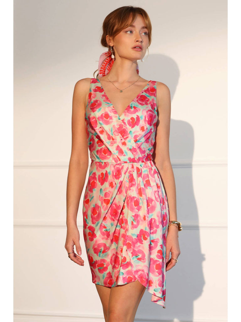 Alma Drape Front Floral Mini Dress