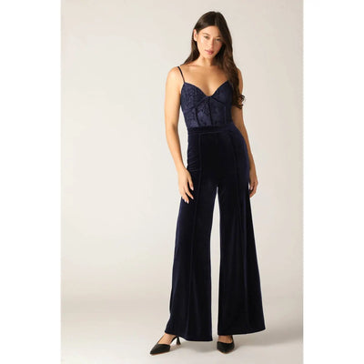 Navy Velvet Jumpsuit