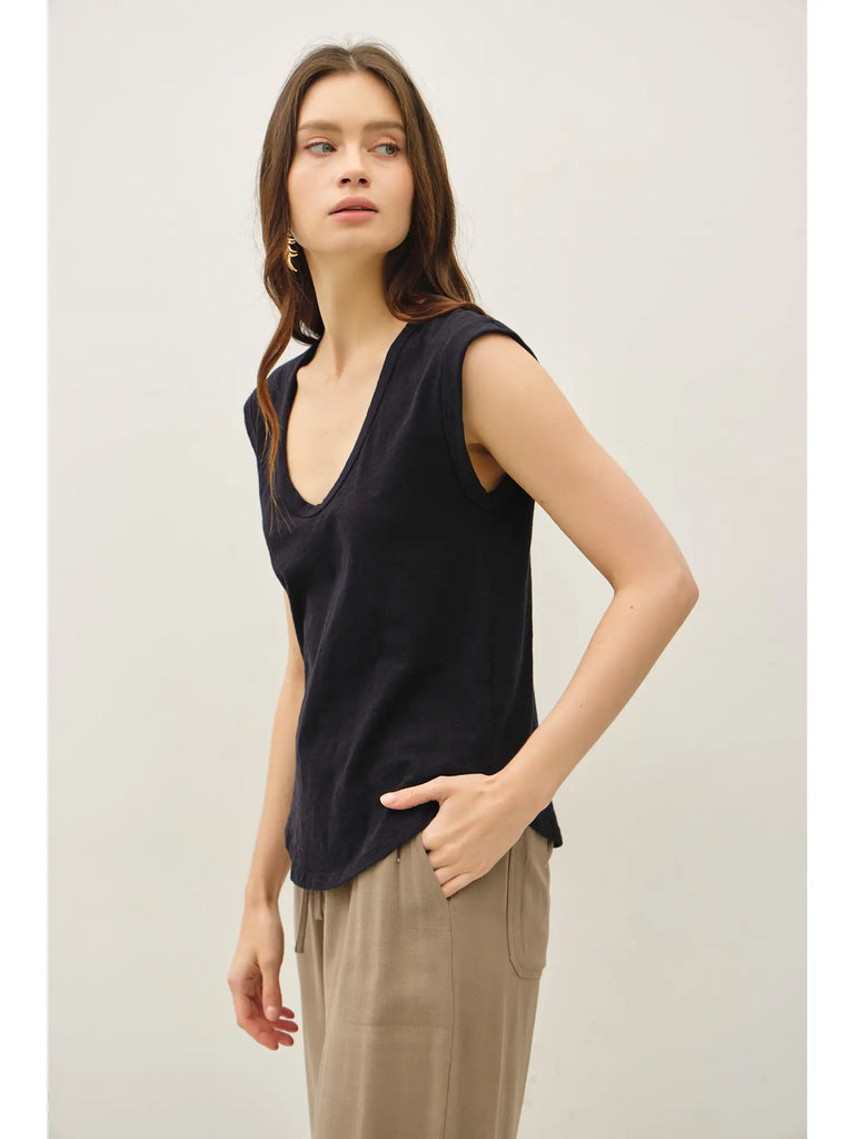 Cap Sleeve Garment Dyed Top