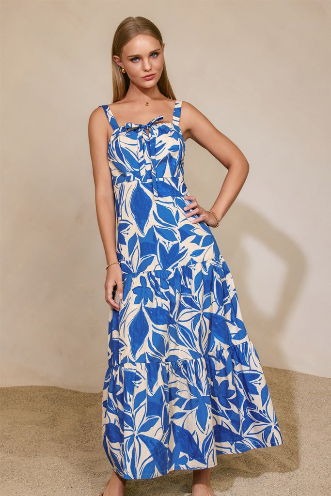 Mykonos Drawstring Tie Tiered Maxi Dress