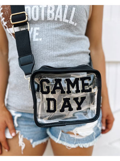 Black Game Day Chenille Handbag