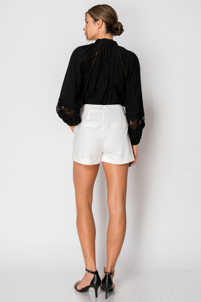 High Waist Flap Detail Short Pants