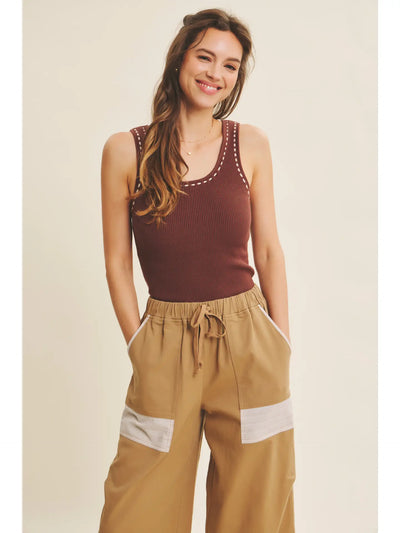 Stretchy Rib Sweater with Detail