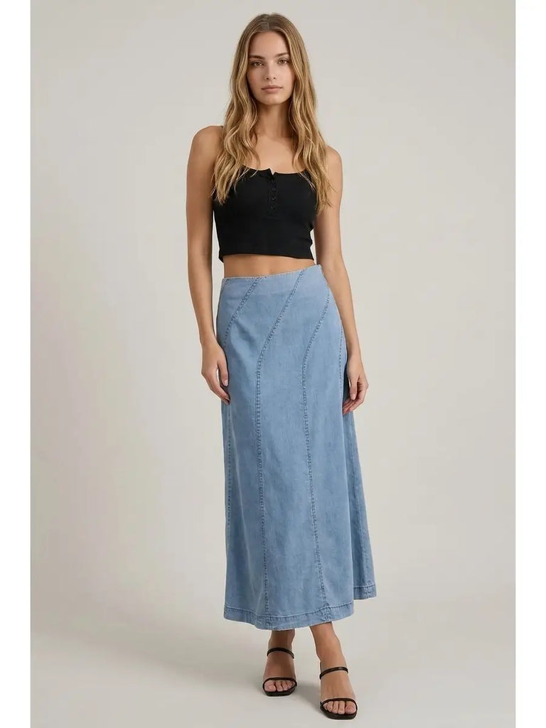 Diagonal Denim Skirt