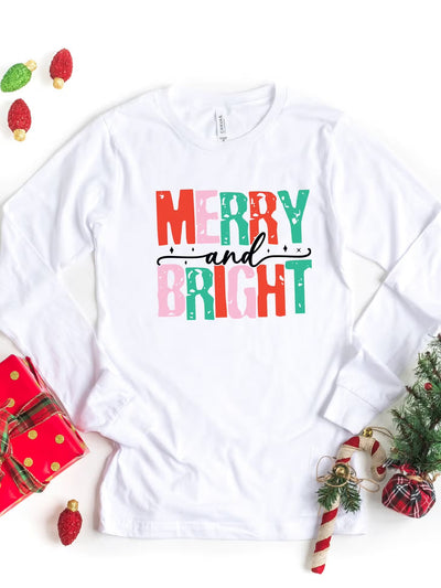 Merry and Bright Colorful | Long Sleeve Crew Neck