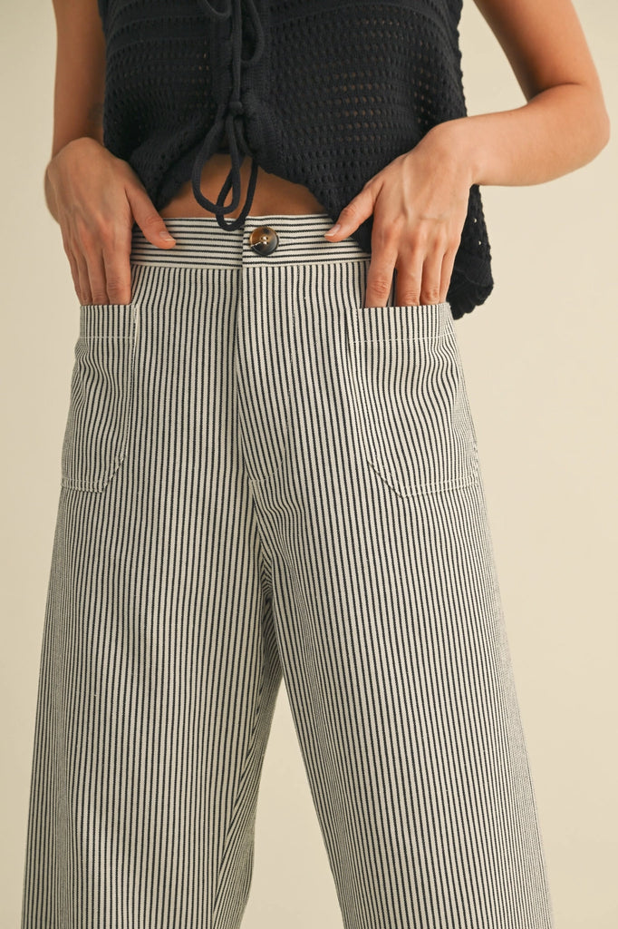 Striped High Waist Wide Leg Pants