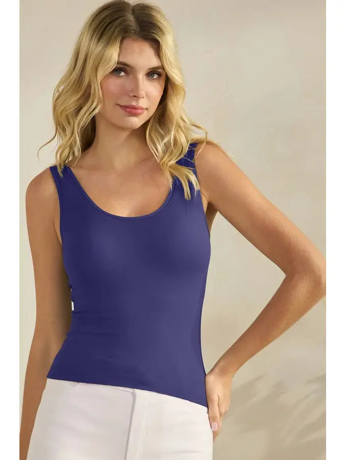 Women's Reversible Seamless Tank with Built-in Bra