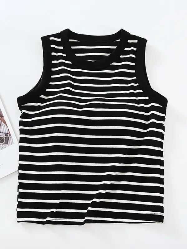 Stripe Tank Top with Built-In Bra