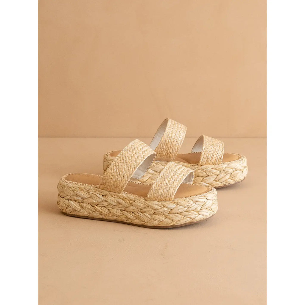 The Marley Natural Double Strap Platform Slid