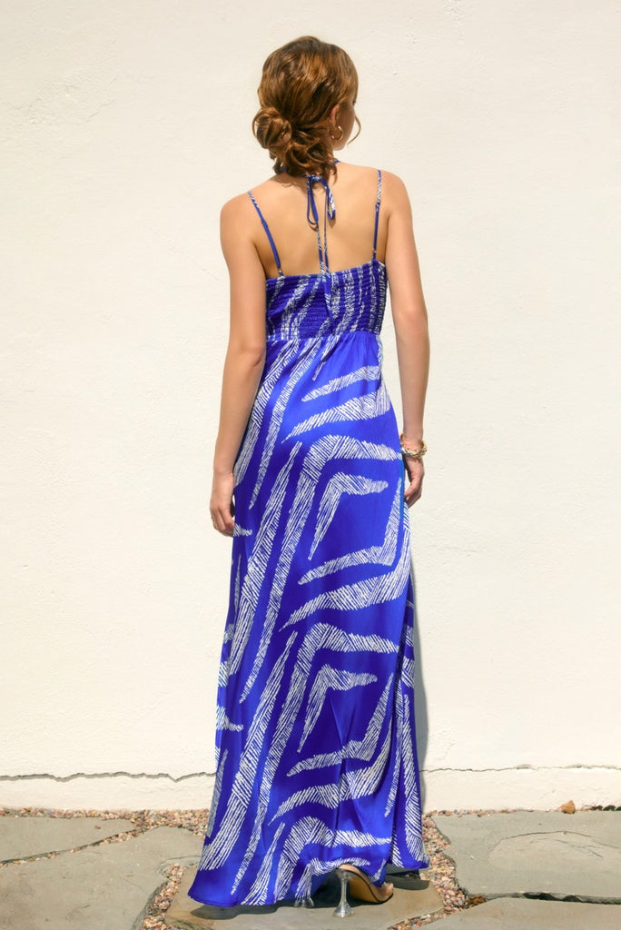 Breezy Sky Halter Sweetheart Midi Dress