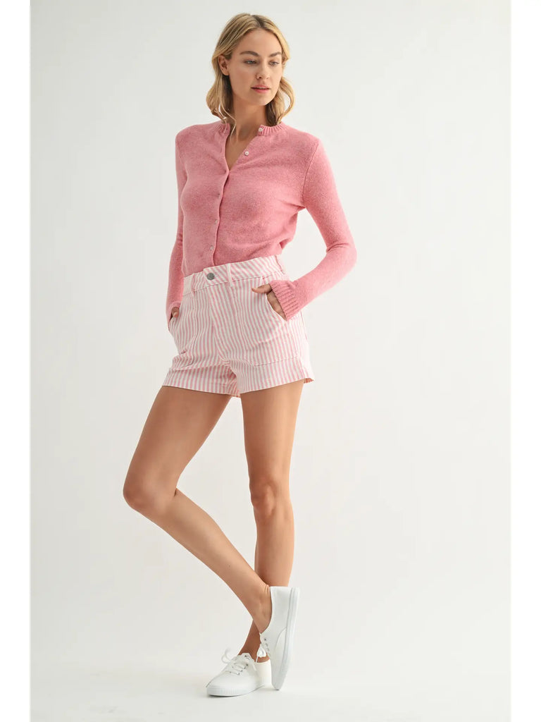 Pink Stripe High Rise Short