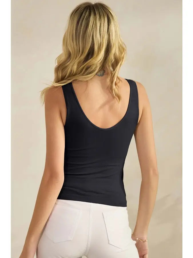 Women's Reversible Seamless Tank with Built-in Bra