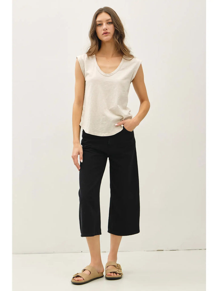 Cap Sleeve Garment Dyed Top