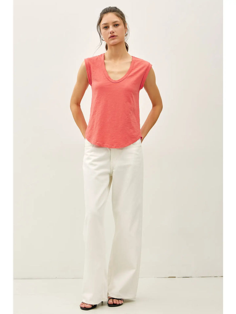 Cap Sleeve Garment Dyed Top