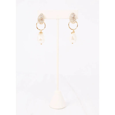 Ezra Cz and Pearl Drop Earring Gold