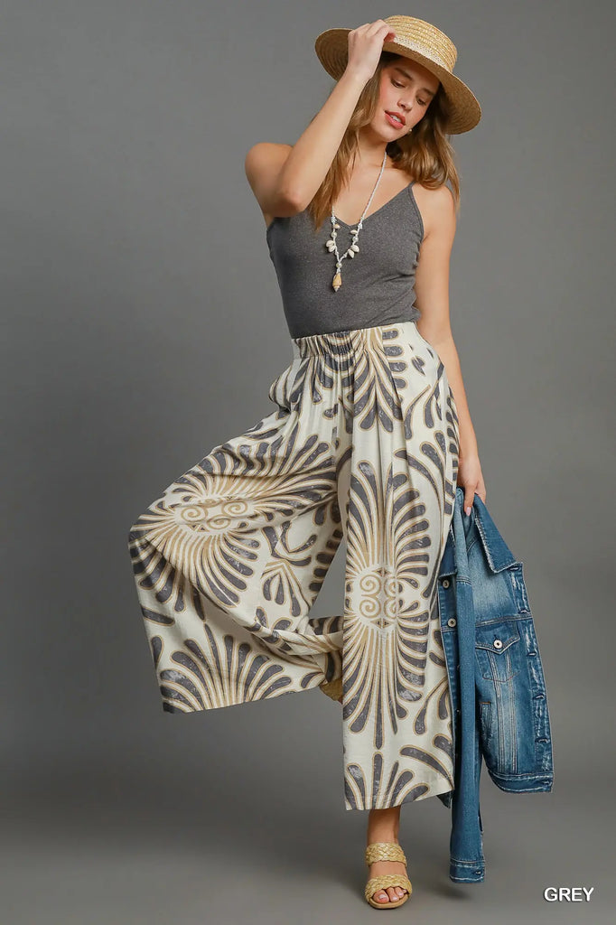 Tropical Swirl Wide Leg Pants