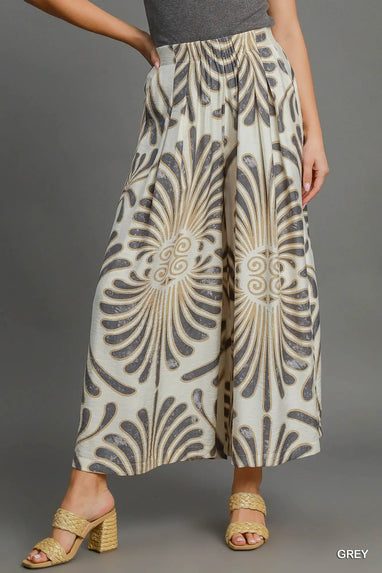 Tropical Swirl Wide Leg Pants