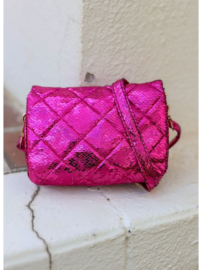 Veronica Quilted Crossbody Fuchsia Fleck