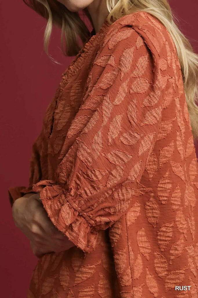 Floral Jacquard V-Neck Top