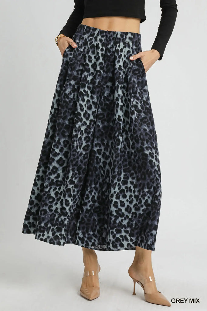 Mix Leopard Print Wide-Leg Pants
